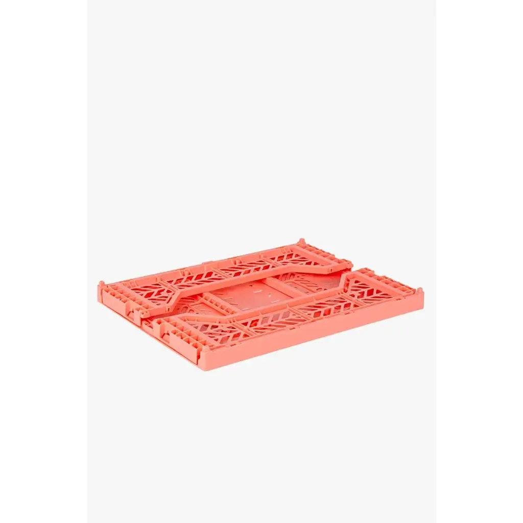 Foldable Storage Bins, Plastic Crate for Storage, Collapsible Crate, Utility Stackable Box Medium Salmon Pink