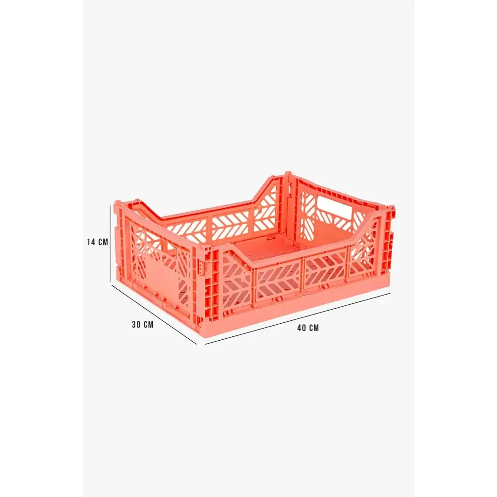 Foldable Storage Bins, Plastic Crate for Storage, Collapsible Crate, Utility Stackable Box Medium Salmon Pink