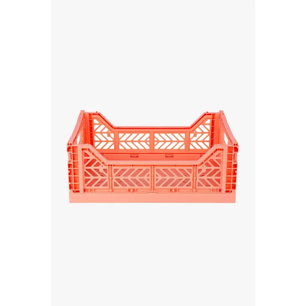 Foldable Storage Bins, Plastic Crate for Storage, Collapsible Crate, Utility Stackable Box Medium Salmon Pink