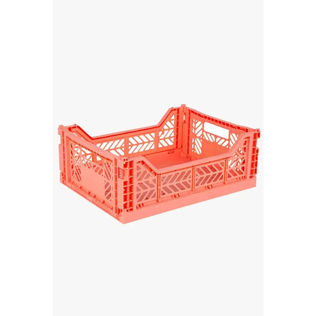 Foldable Storage Bins, Plastic Crate for Storage, Collapsible Crate, Utility Stackable Box Medium Salmon Pink