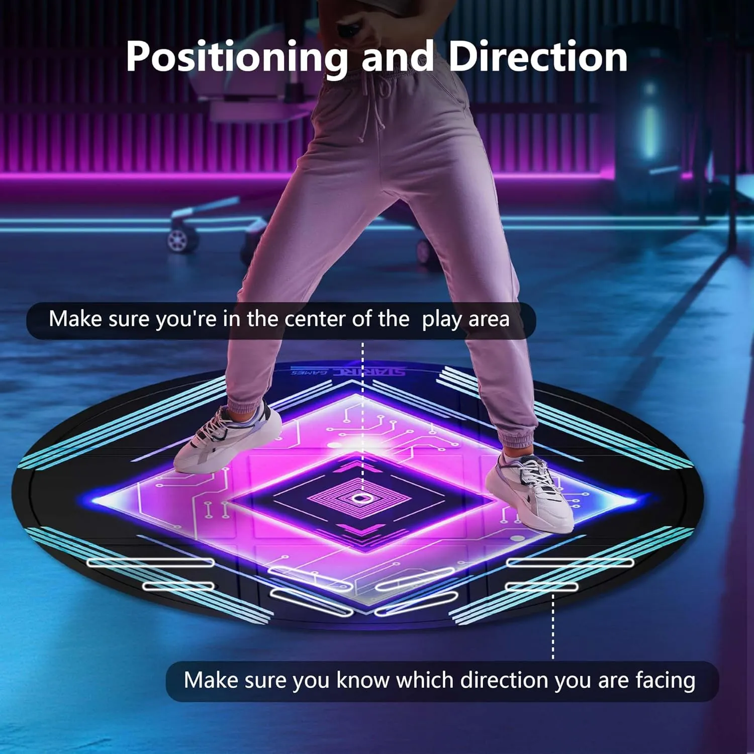 Foldable VR Mat for Meta Quest 3S, Anti-Slip and Comfortable Mat, Round Floor Mat Virtual Reality Accessories for Meta Quest 3/Quest 3S/Oculus Quest 2/Pro/PSVR2/Apple Vision Pro (Purple)