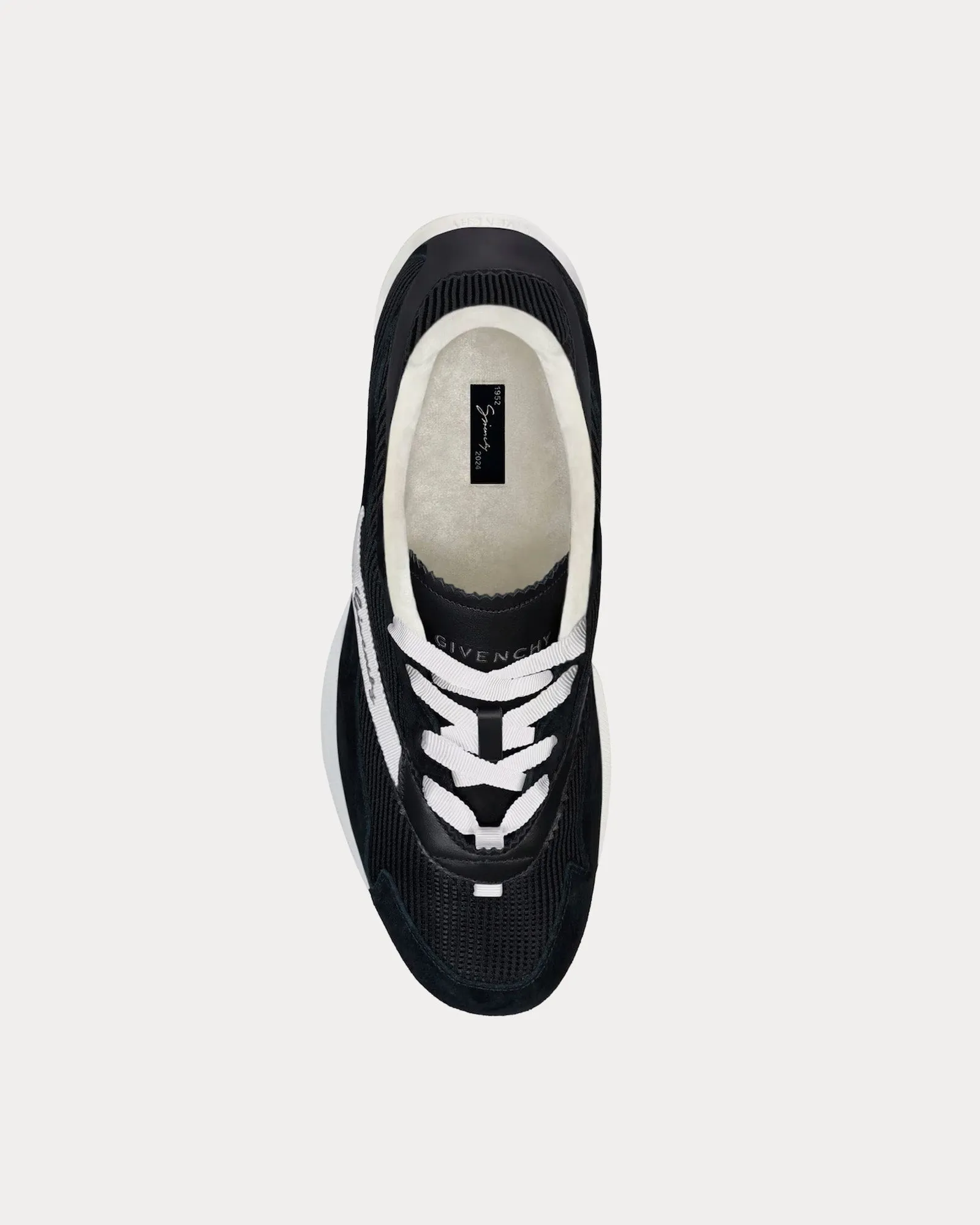 Folding Back Mesh, Suede & Leather Black / White Low Top Sneakers