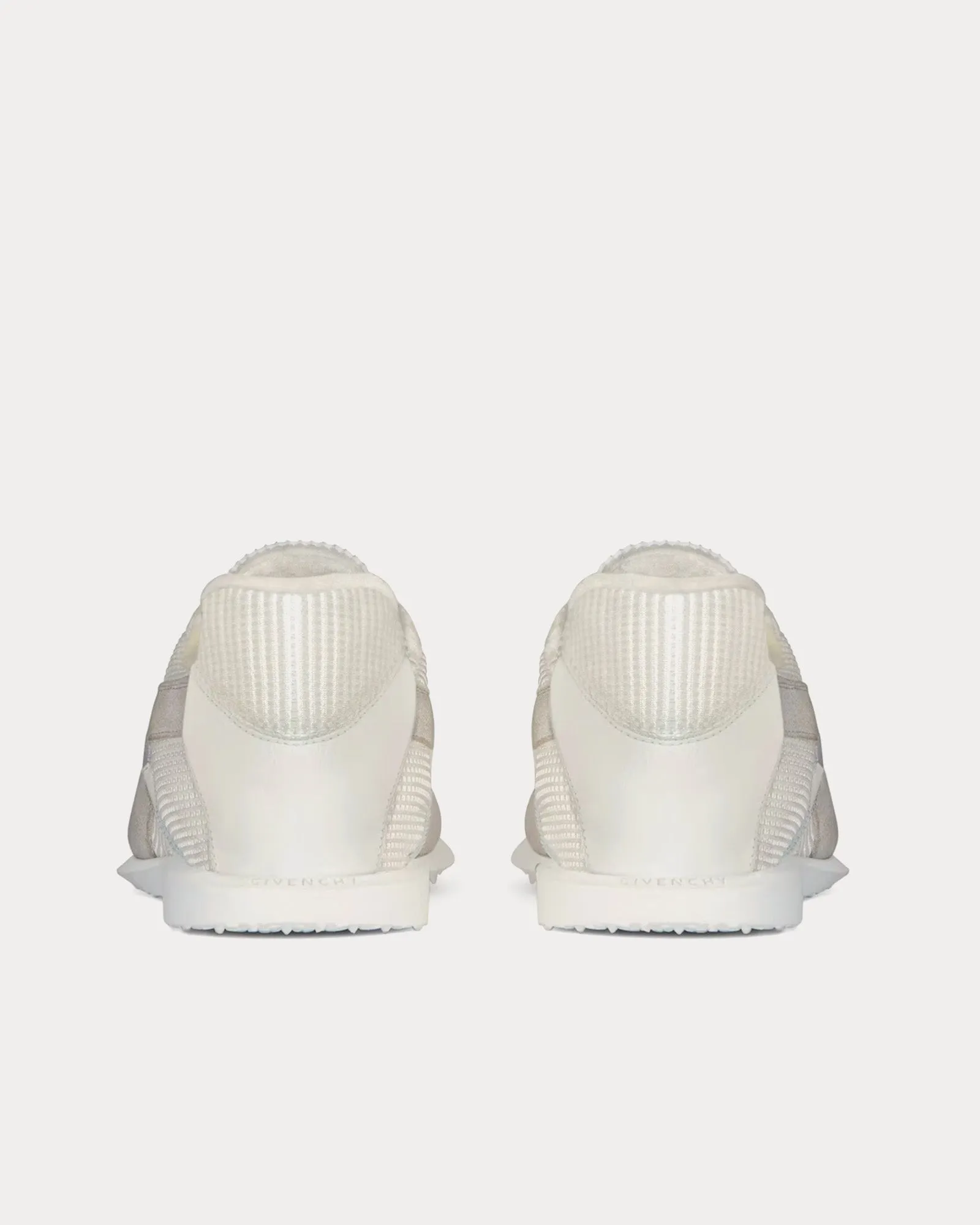 Folding Back Mesh, Suede & Leather White Low Top Sneakers