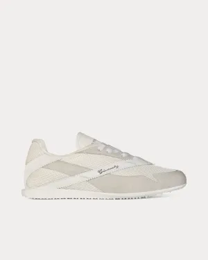 Folding Back Mesh, Suede & Leather White Low Top Sneakers