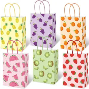 FYSUIMU 36Pcs Summer Fruit Paper Bag Pineapple Grape Orange Watermelon Kiwi Strawberry Treat Bags with Handles Candy Goodie Bags for Birthday Baby Shower Party Favors Supplies