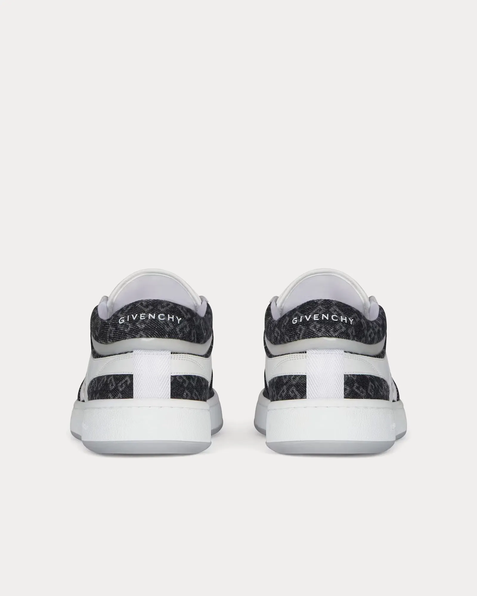 G Move Mixed Leathers & Denim Monogram 72 Black / White Low Top Sneakers
