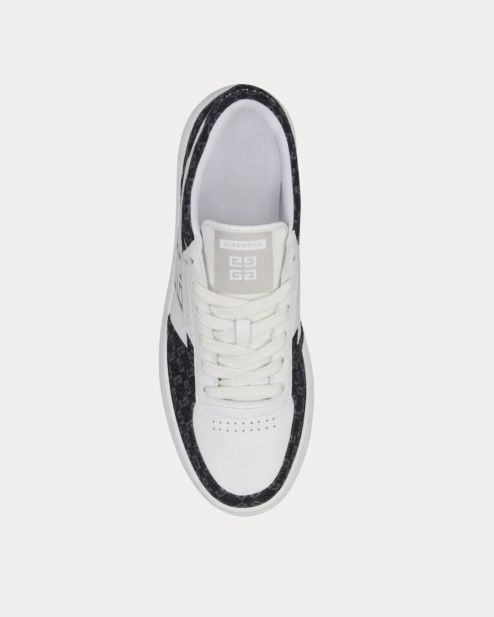 G Move Mixed Leathers & Denim Monogram 72 Black / White Low Top Sneakers