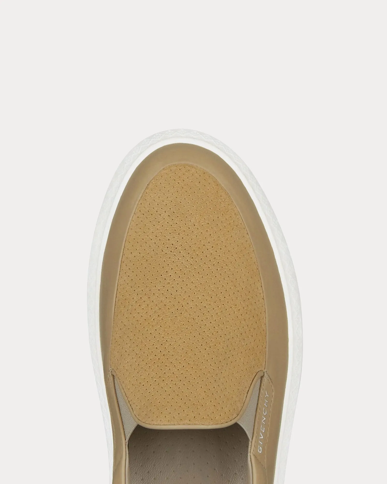 G Set Leather & Perforated Suede Light Beige Slip On Sneakers