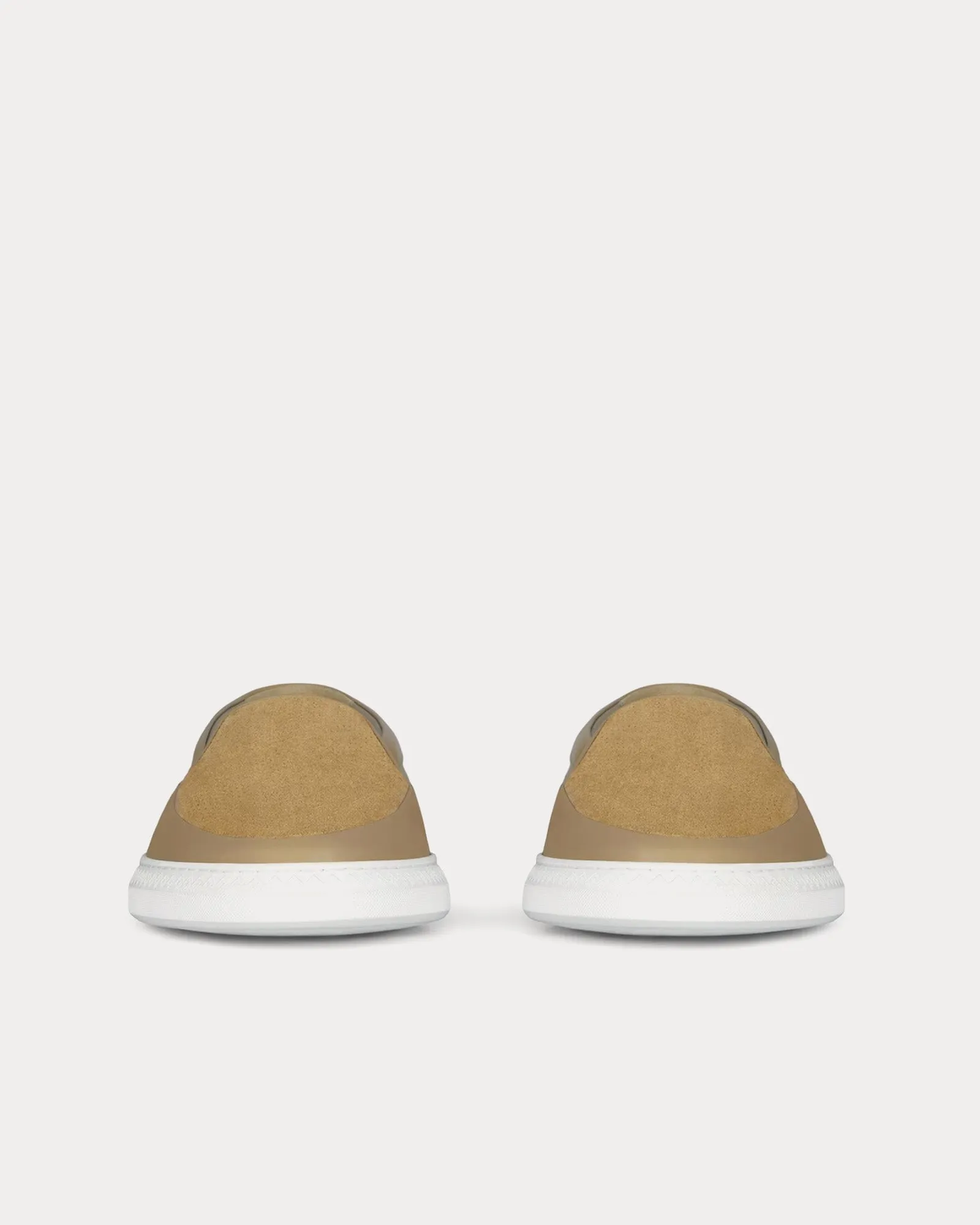 G Set Leather & Perforated Suede Light Beige Slip On Sneakers