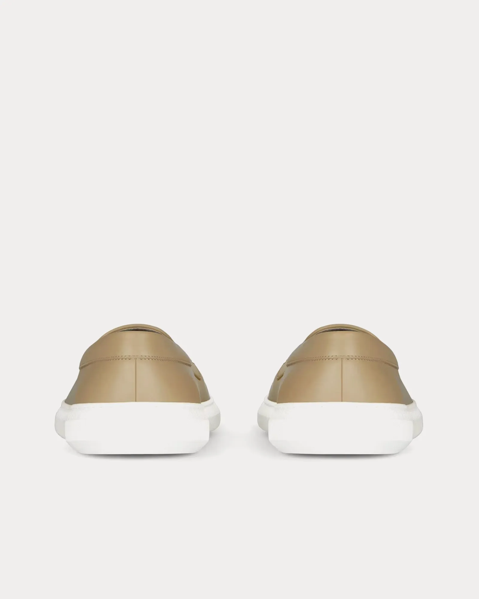 G Set Leather & Perforated Suede Light Beige Slip On Sneakers