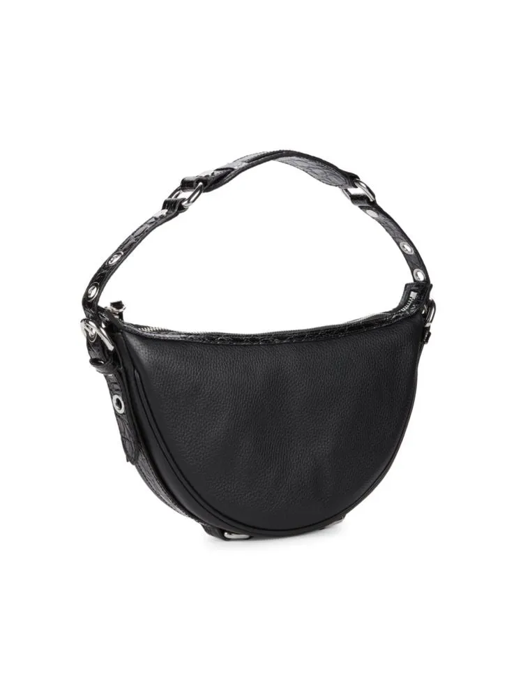 Gib By Far Leather Hobo Bag, Black