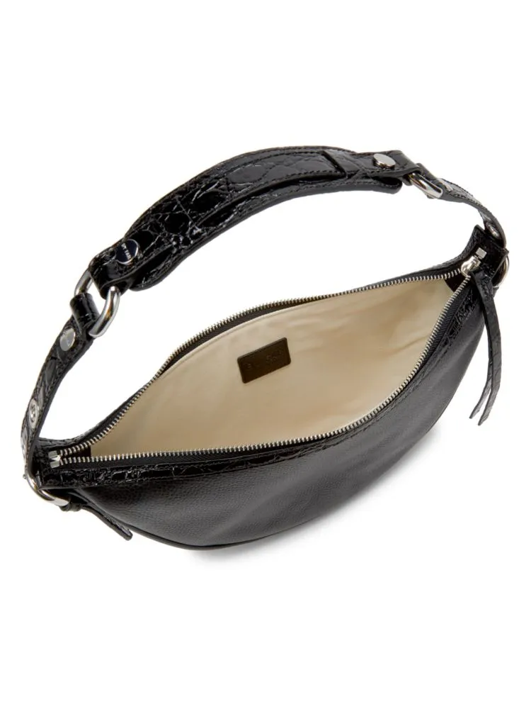 Gib By Far Leather Hobo Bag, Black