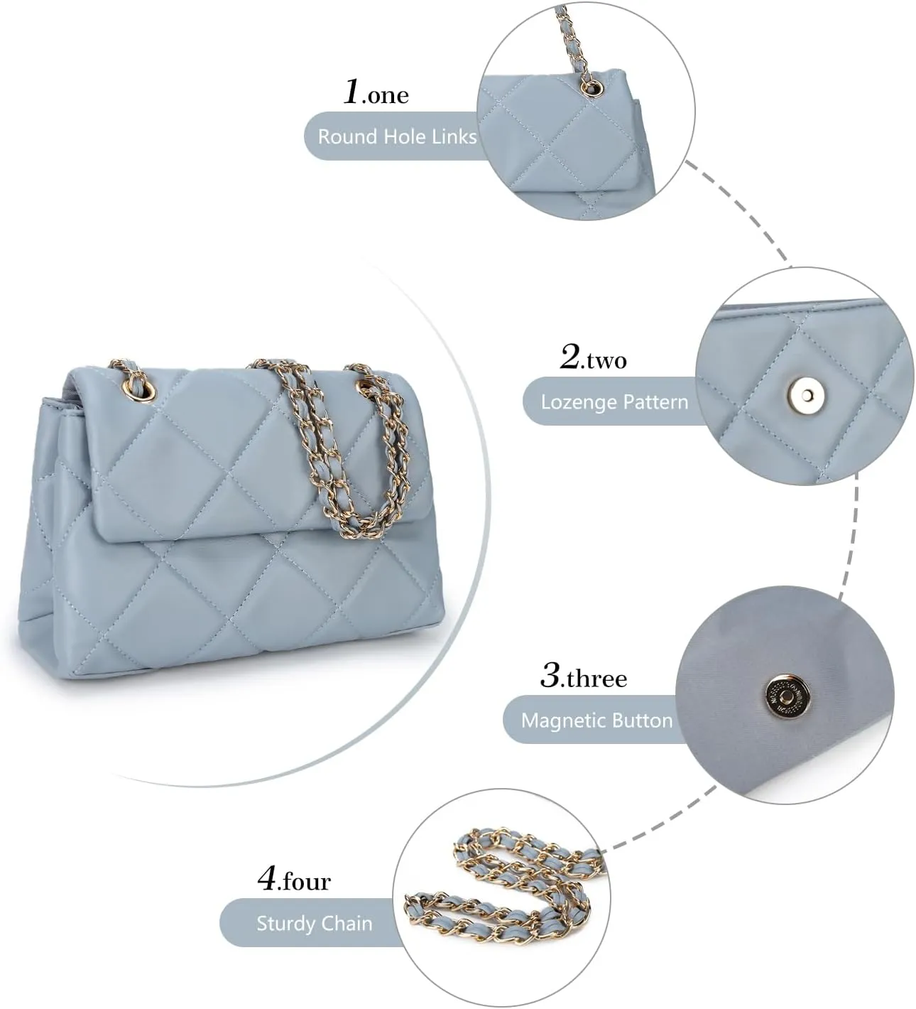 Gladdon Quilted Crossbody Purses for Women Small Ladies Shoulder Bags with Chain Trendy Clutch Purse Cute Designer Bag
