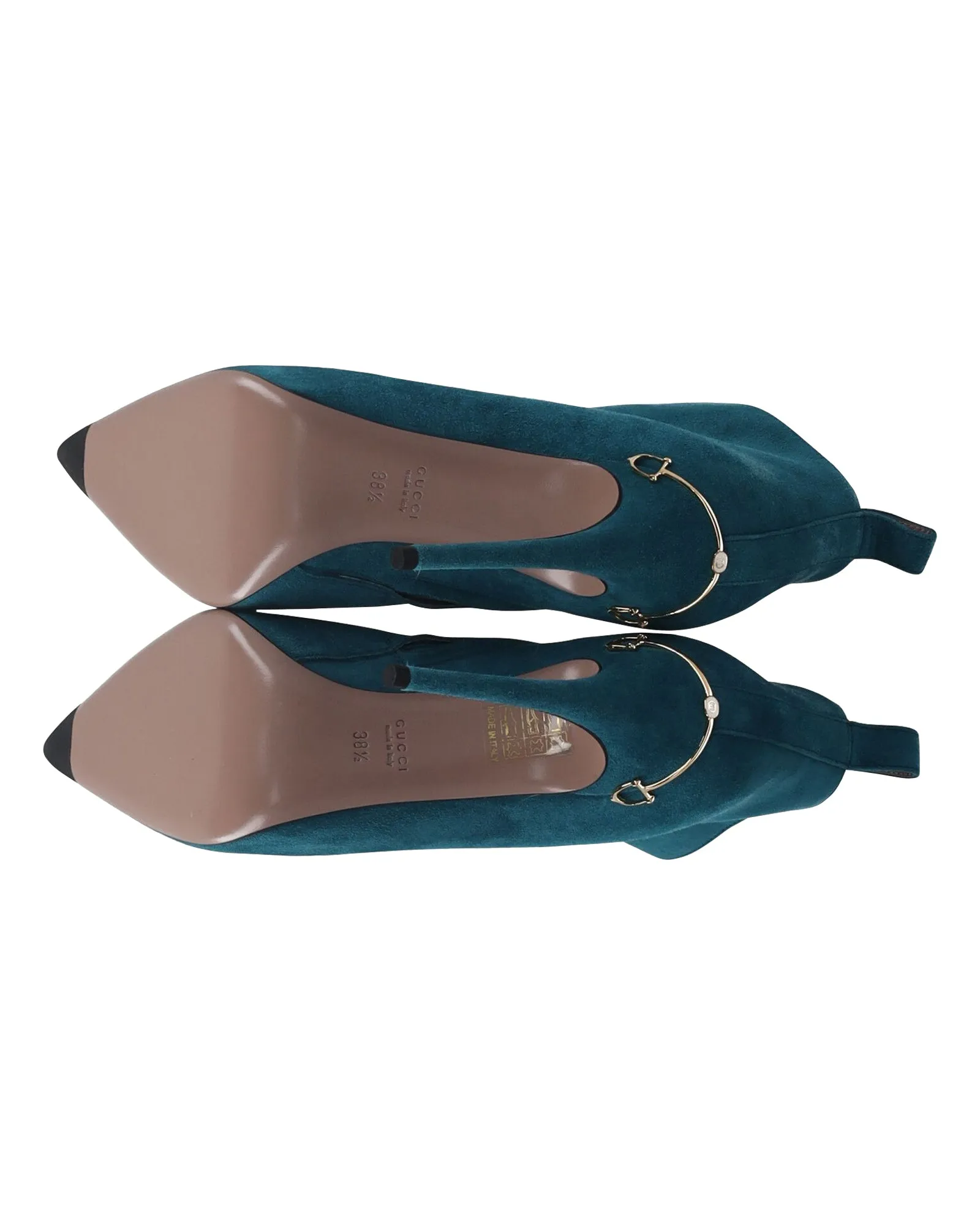 Gucci Pointed Ankle Boots in Turquoise Blue Suede