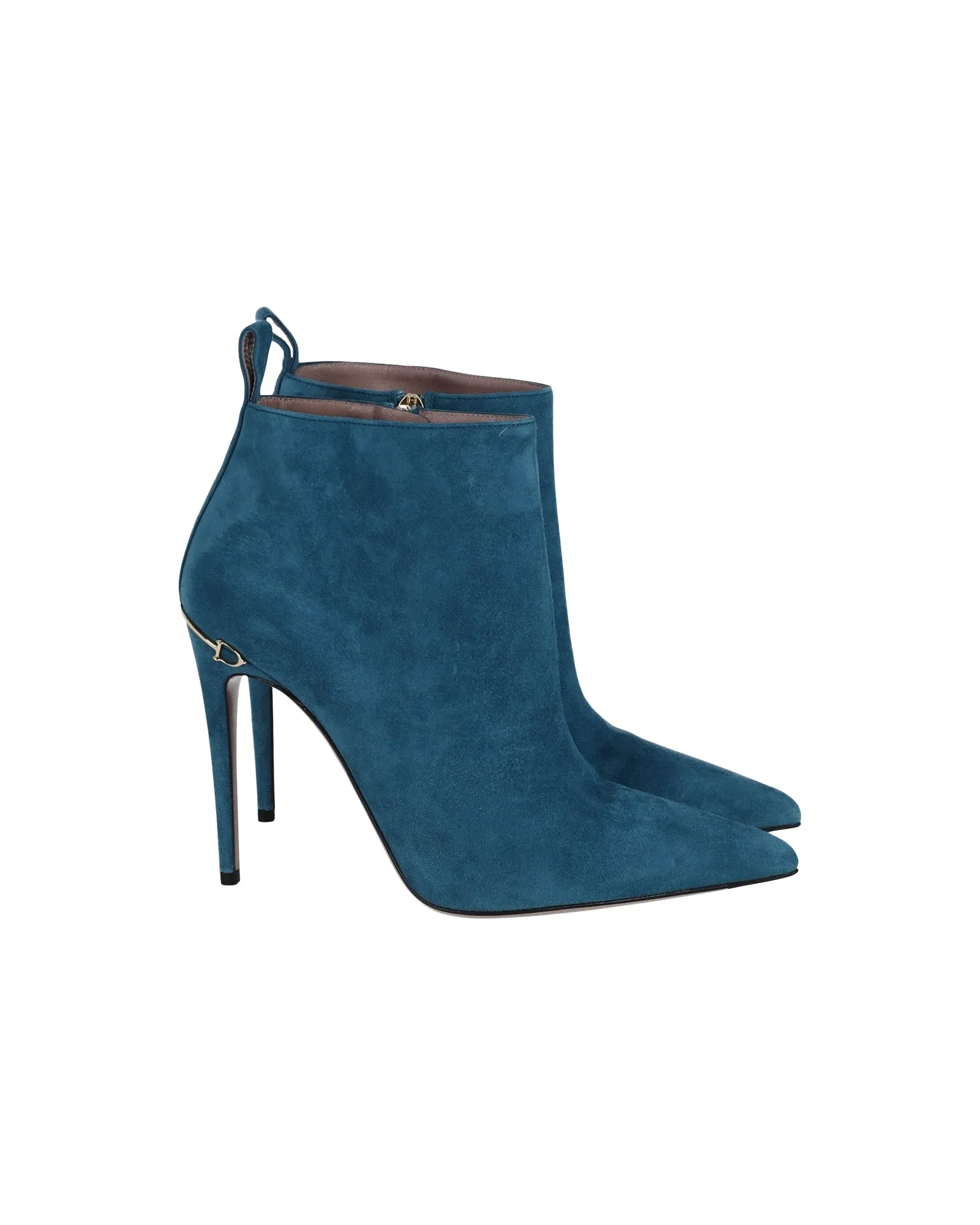 Gucci Pointed Ankle Boots in Turquoise Blue Suede