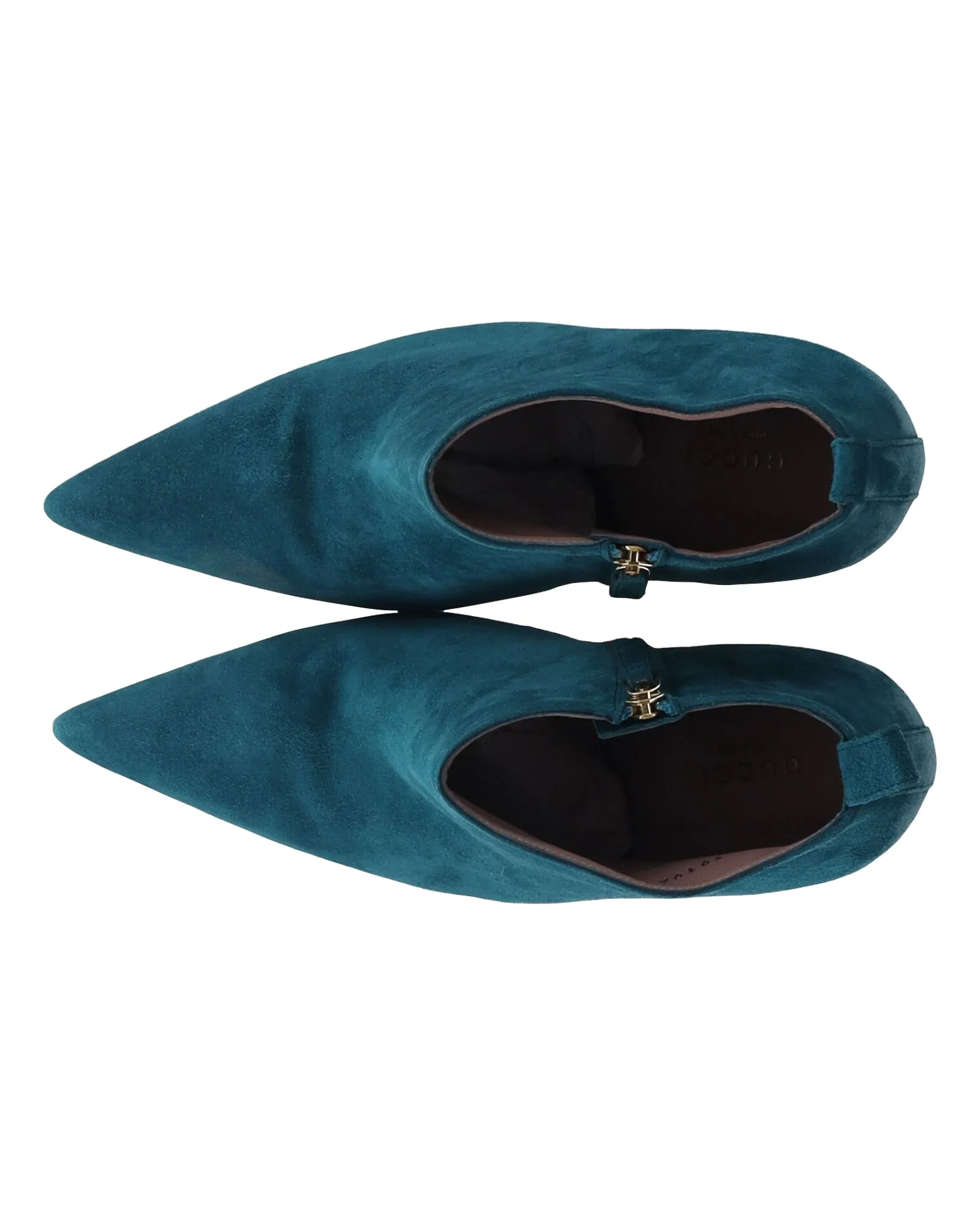 Gucci Pointed Ankle Boots in Turquoise Blue Suede