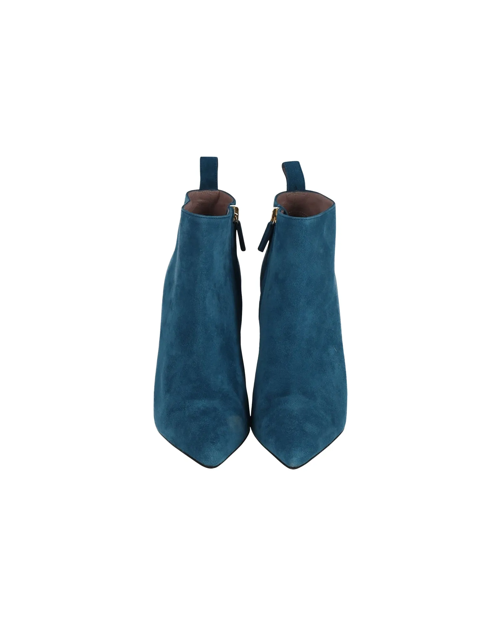 Gucci Pointed Ankle Boots in Turquoise Blue Suede
