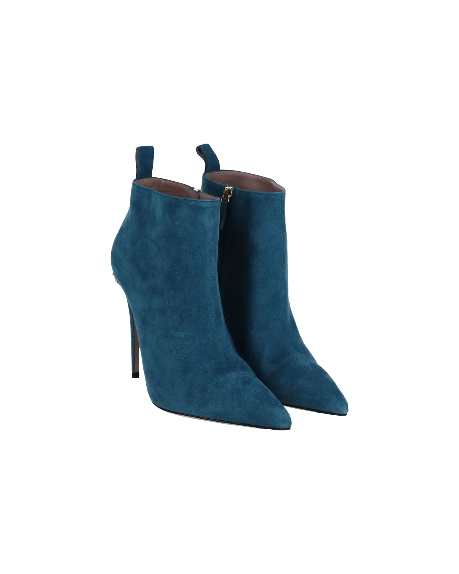 Gucci Pointed Ankle Boots in Turquoise Blue Suede