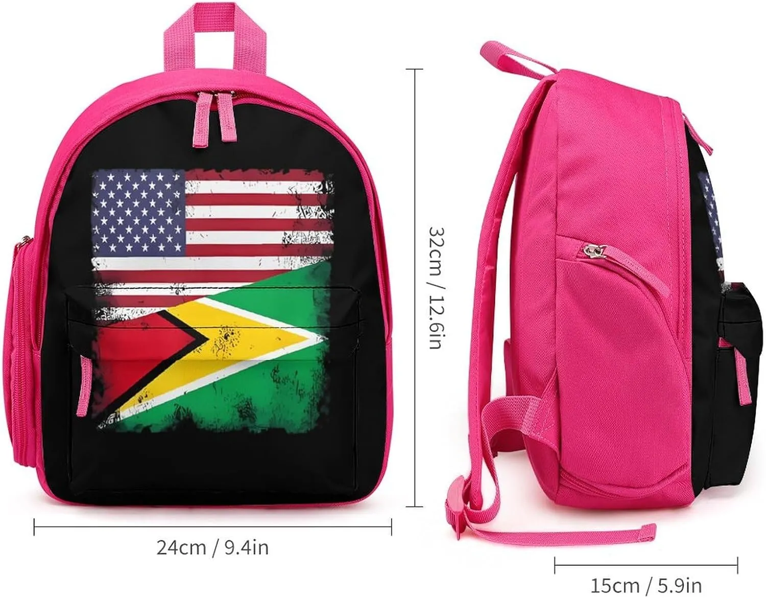 Guyana U.S. Flag Cute Backpack Daily Casual Daypack Travel Mini Bag with Adjustable Strap Pink-style-32