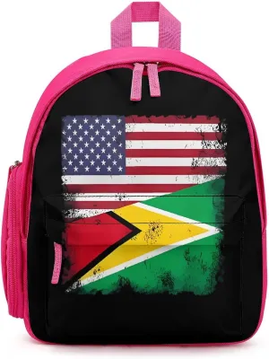Guyana U.S. Flag Cute Backpack Daily Casual Daypack Travel Mini Bag with Adjustable Strap Pink-style-32