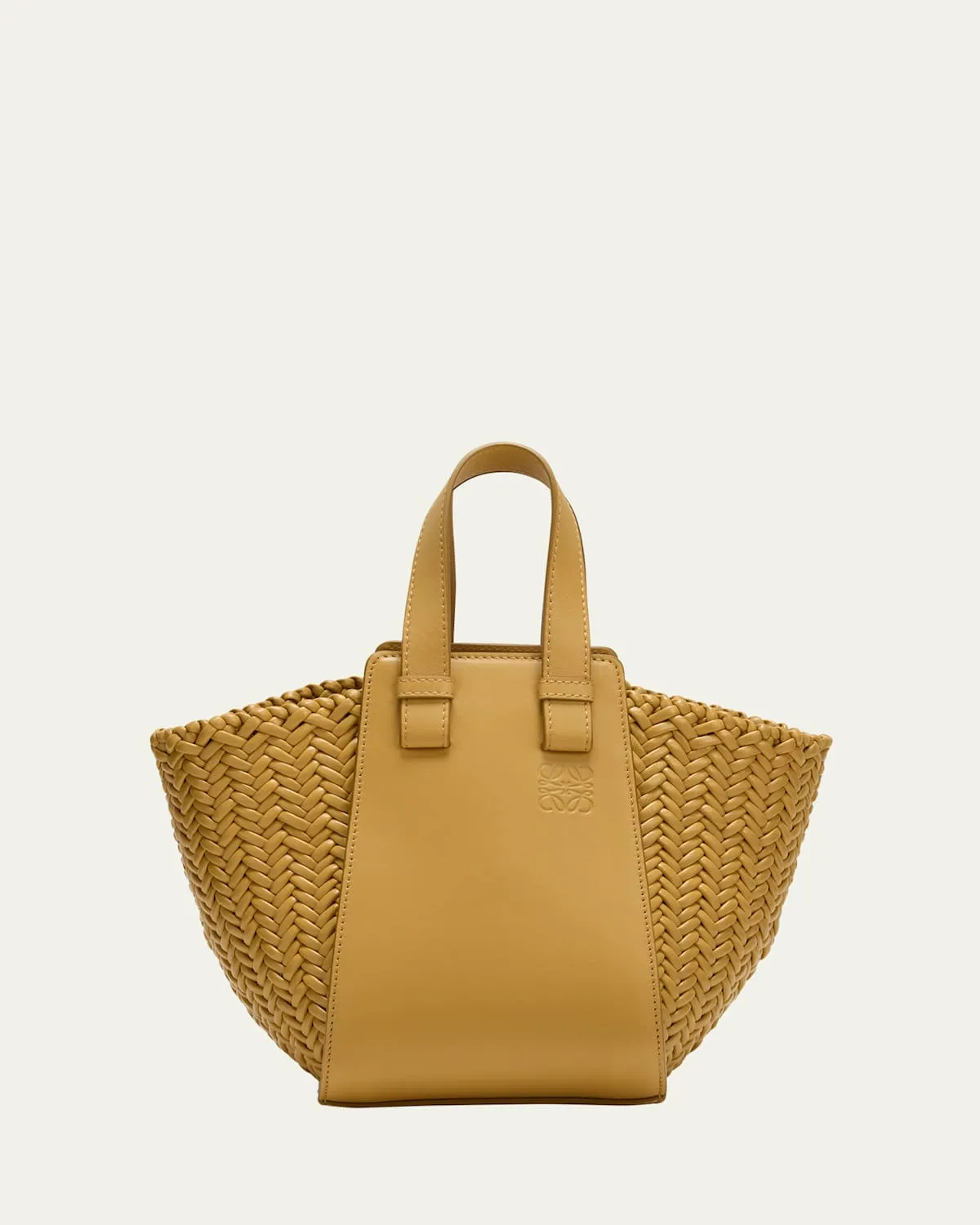 Hammock Woven Leather Compact Top-Handle Bag