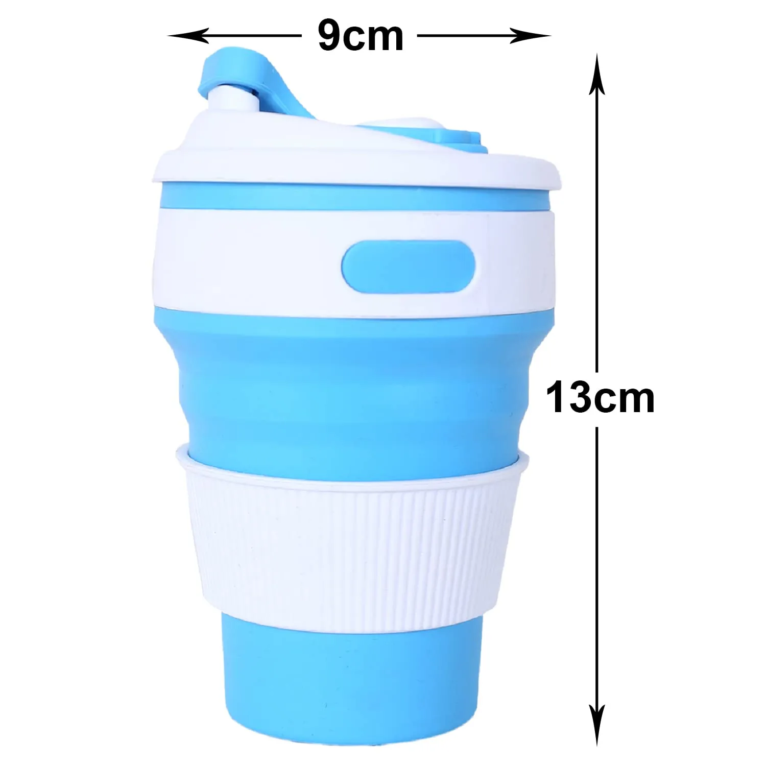 Heart Home Collapsible Coffee Cup|Silicone Portable Travel Coffee Mug|Camping Cup with Lid for Travel,Hiking Outdoors,350 ML,Pack of 2 (Blue)