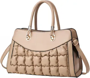 I IHAYNER Quilted Puffy Purses and Handbags for Women Top Handle Satchel Shoulder Bags with Compartments