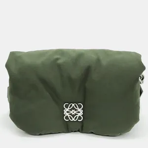 Khaki Fabric Goya Puffer Shoulder Bag