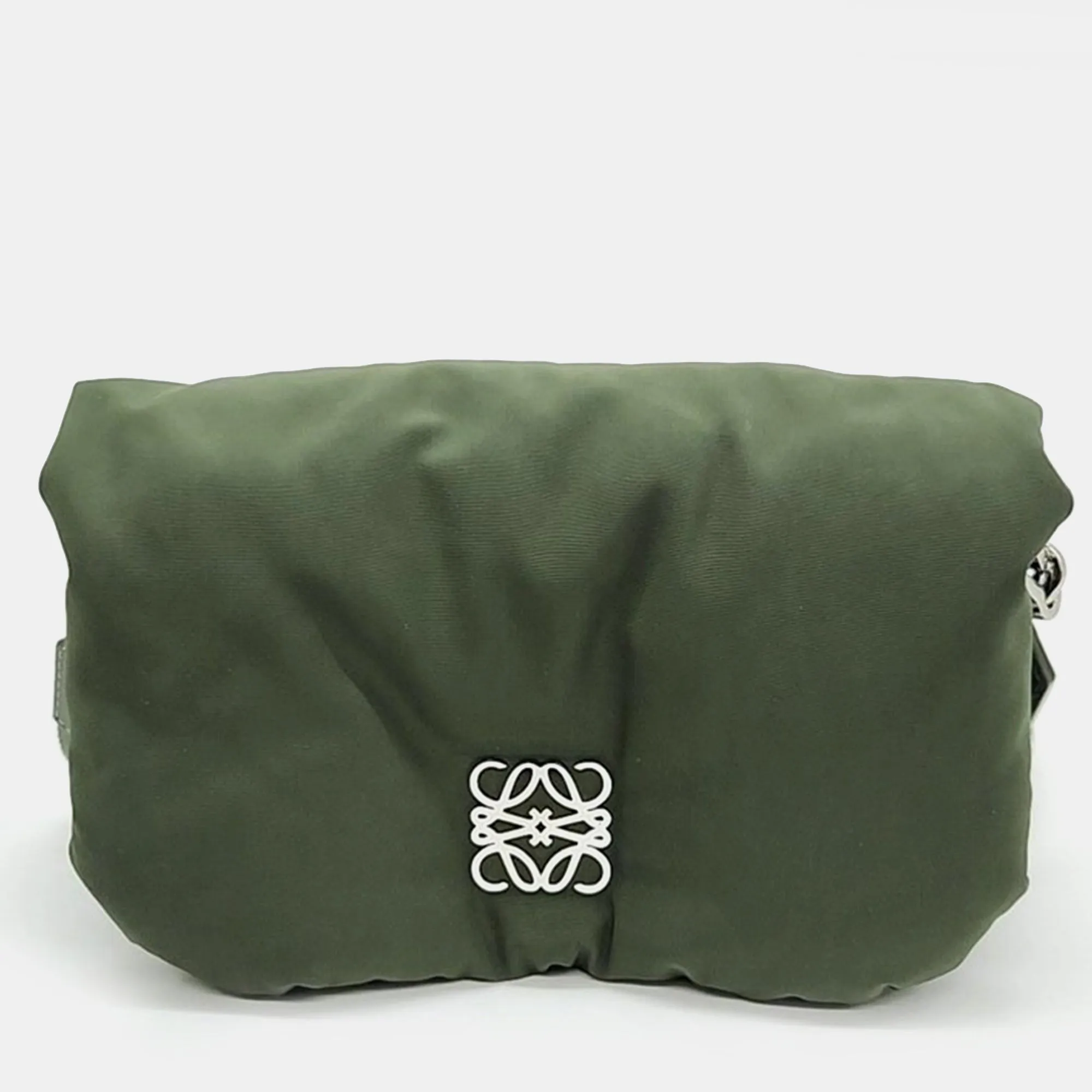Khaki Fabric Goya Puffer Shoulder Bag