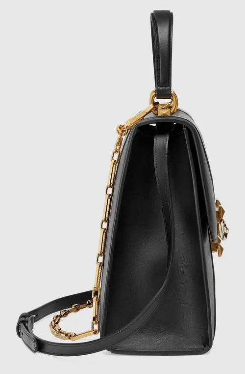 Leather & Snakeskin Top Handle Bag