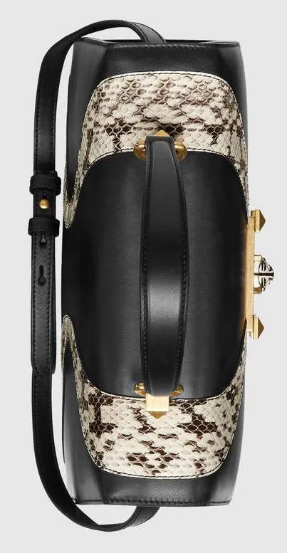 Leather & Snakeskin Top Handle Bag