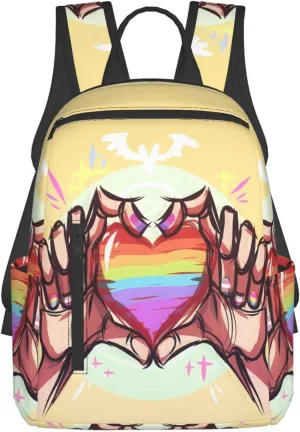 LGBT Rainbow Gay Pride Hands Gesture Love Travel Laptop Backpack Casual Backpacks Double Shoulder Daypack Notebook Rucksack Work Bags Sports Bag for Gym Hiking Camping Beach