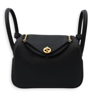 Lindy II Mini Black in Clemence, Gold hardware