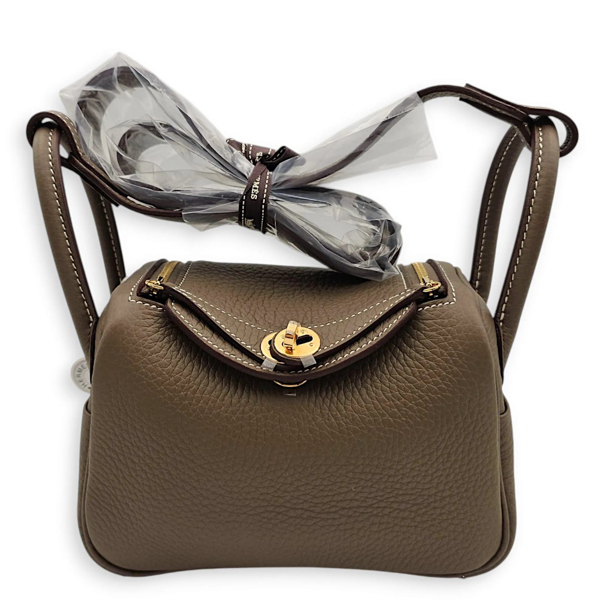 Lindy II Mini Etoupe in Clemence, Gold hardware