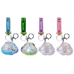 Liquid Filled Charm Keyring With Strap Cloud Design Assorted