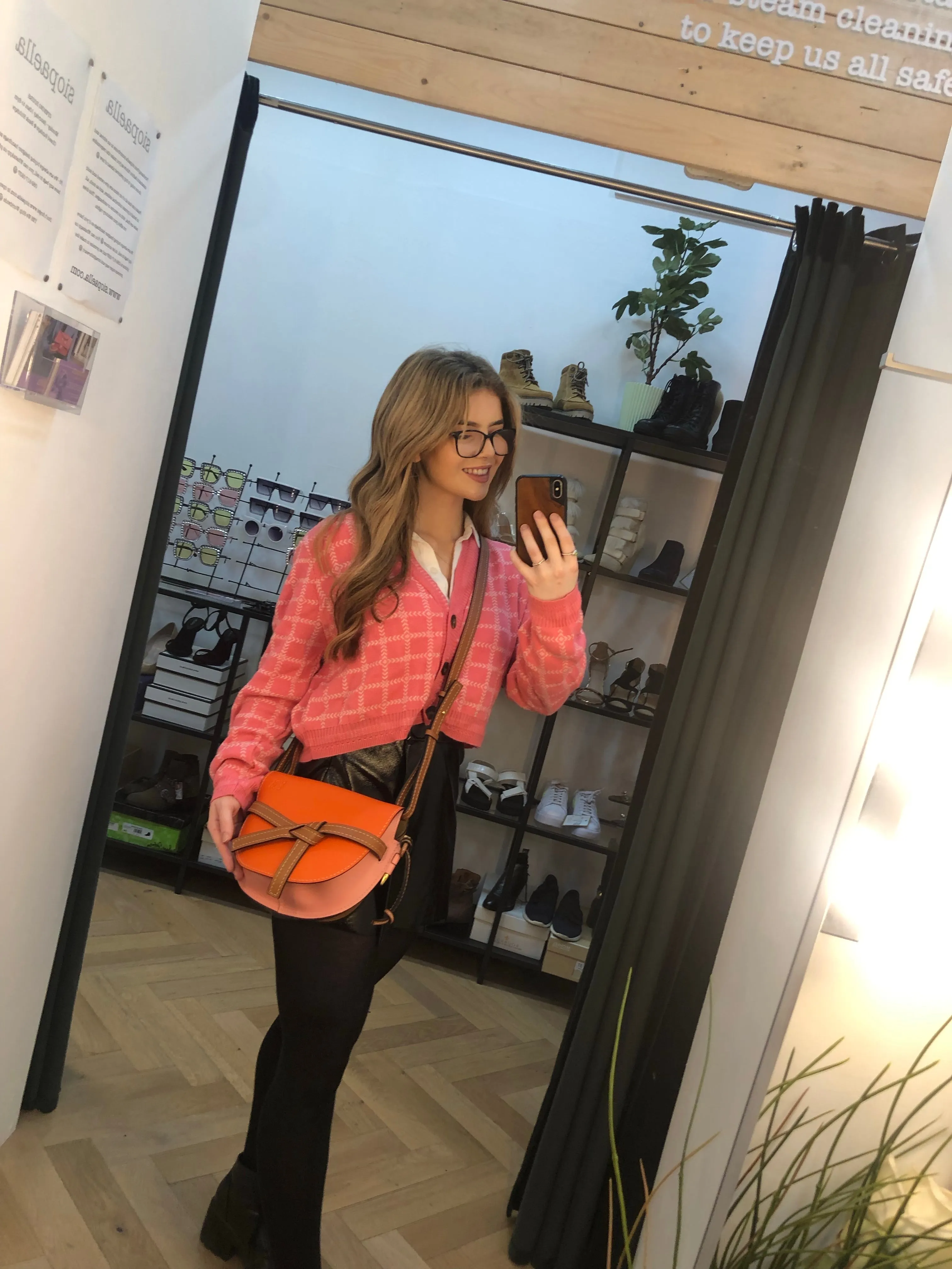 Loewe Pink/Orange Leather "Gate" Crossbody