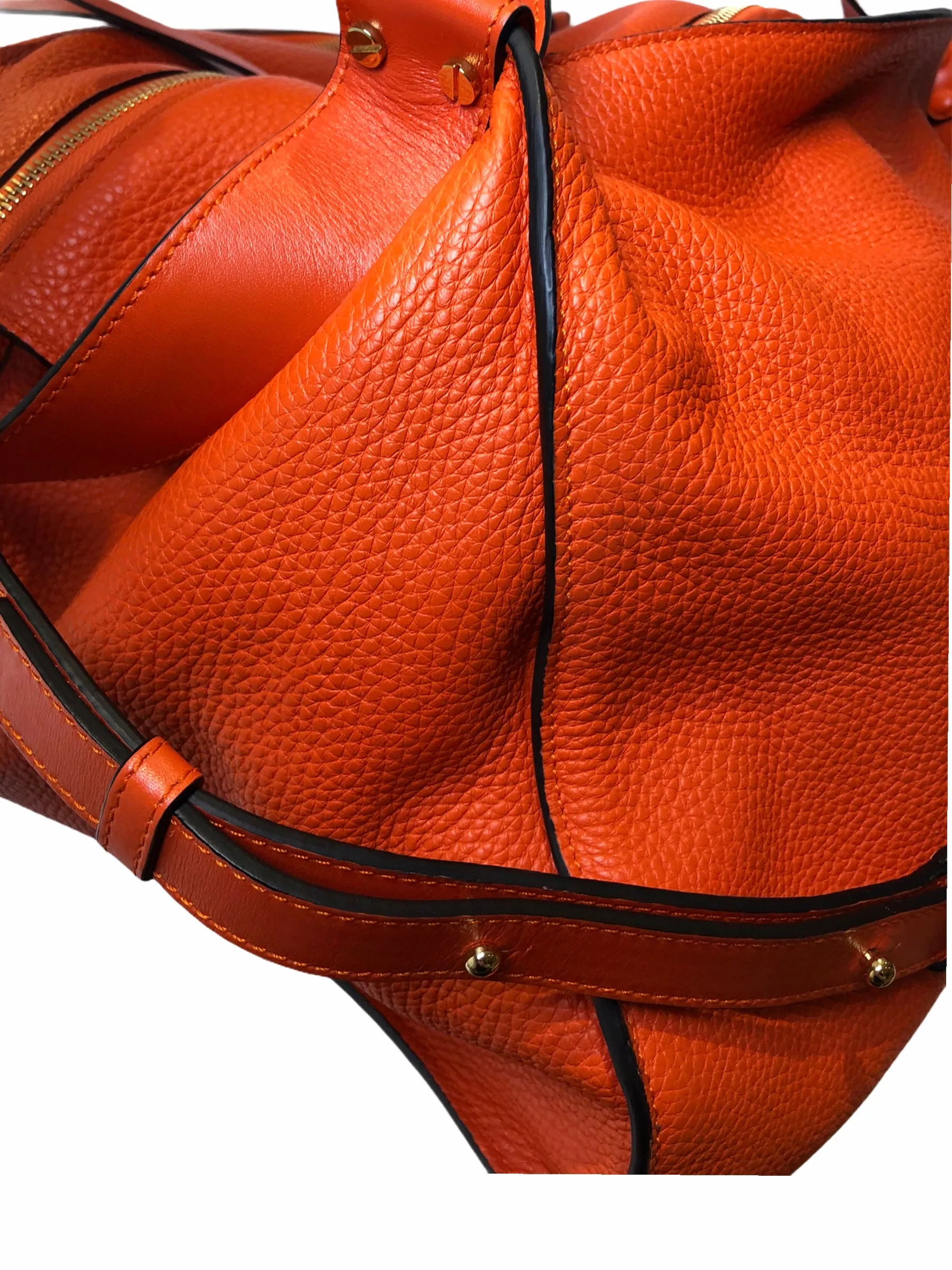 Loewe Tangarine Leather "Bolso Cushion Cube" Luggage