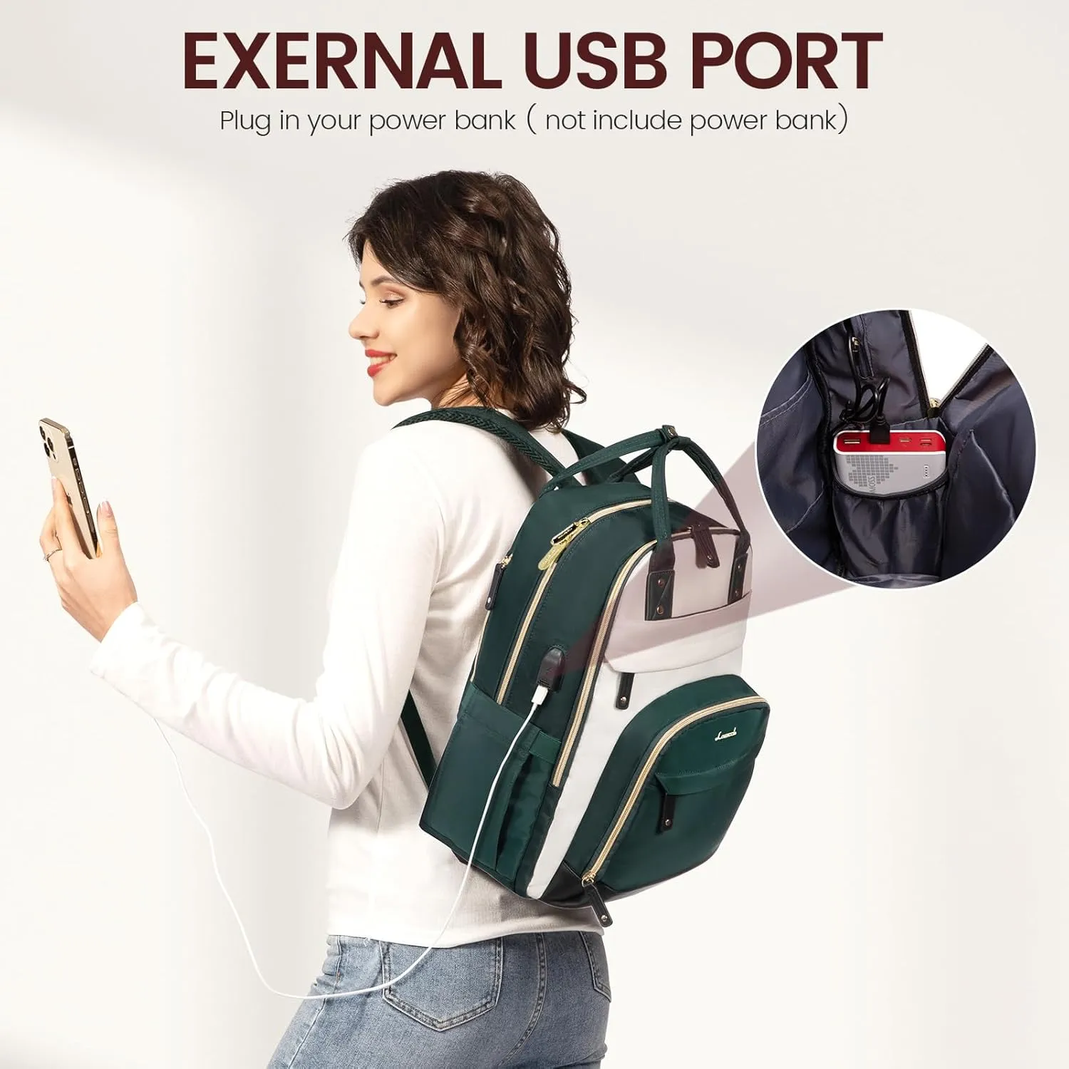 LOVEVOOK Backpack for Women,Laptop Backpack Women,Fits 17 Inch Laptop Bag,School Backpacks,Fashion Travel Work Anti-theft Bag,Waterproof Business Computer College Backpack Purse,Beige-Green-Black
