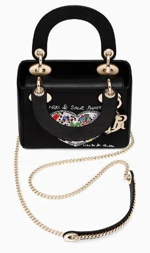 Mini Lady Dior Bag with Chain in Black