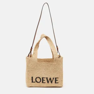 Natural Raffia Medium Font Tote
