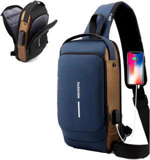 New Carbon Fiber Streamline Anti-theft Sling Bag, USB Charging Port Waterproof Crossbody Bag for Daily Trips, Travel