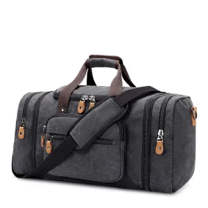 Plambag Canvas Duffle Bag for Travel, 50L Duffel Overnight Weekend Bag(Dark Gray)