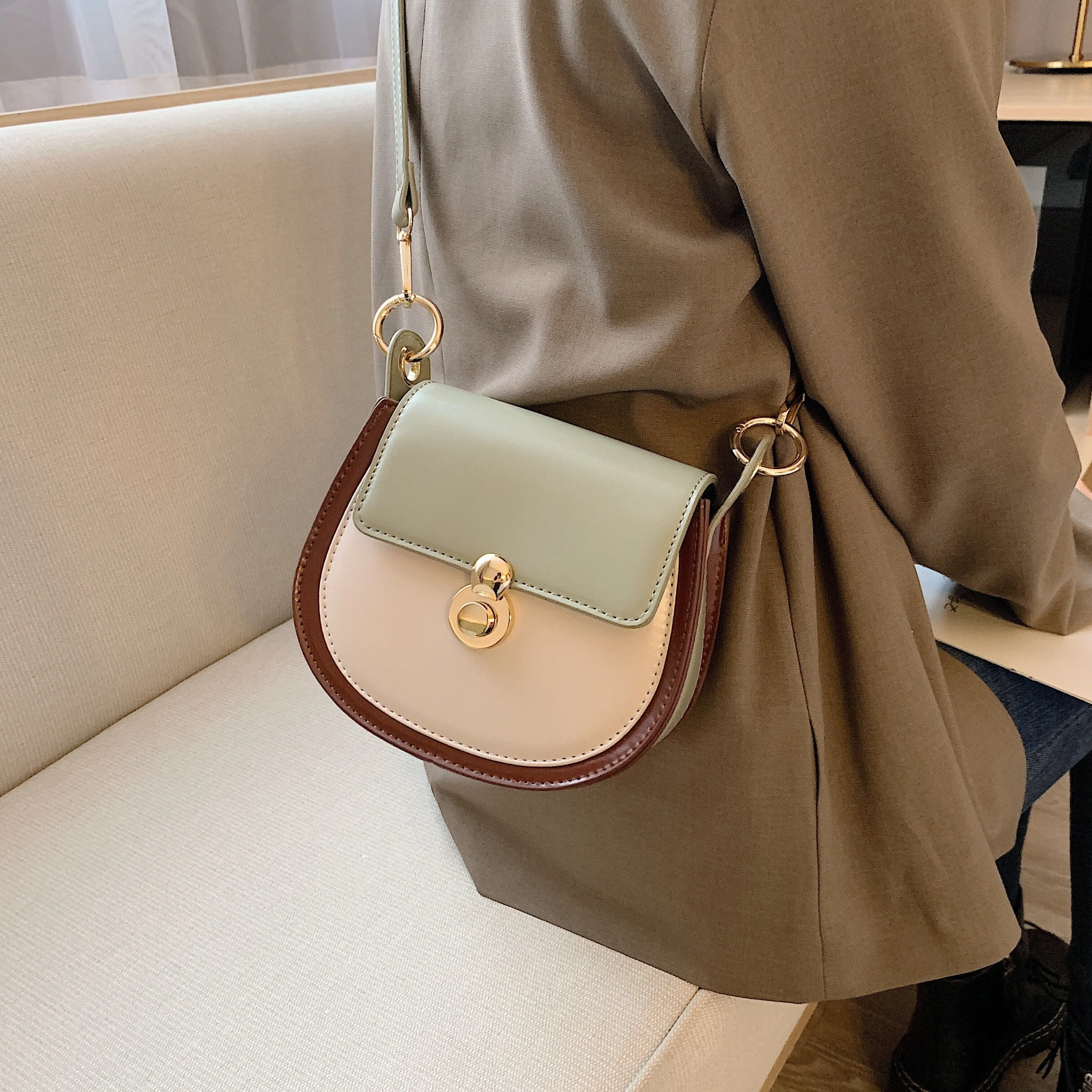 PU Leather Contrast Color Crossbody Bags For Women 2020 Fashion Small Shoulder Bag Female Handbags And Purses LadiesTravel Bags