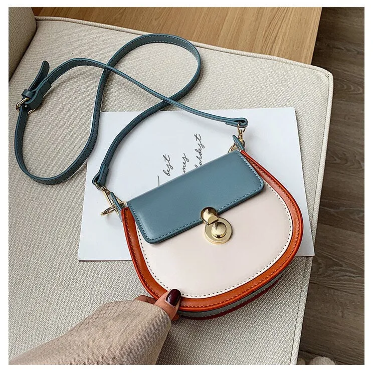PU Leather Contrast Color Crossbody Bags For Women 2020 Fashion Small Shoulder Bag Female Handbags And Purses LadiesTravel Bags