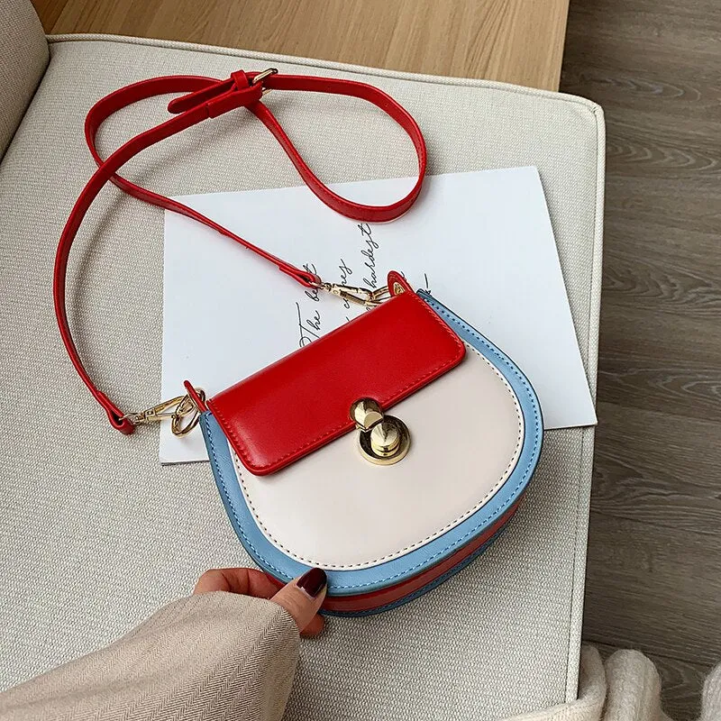PU Leather Contrast Color Crossbody Bags For Women 2020 Fashion Small Shoulder Bag Female Handbags And Purses LadiesTravel Bags