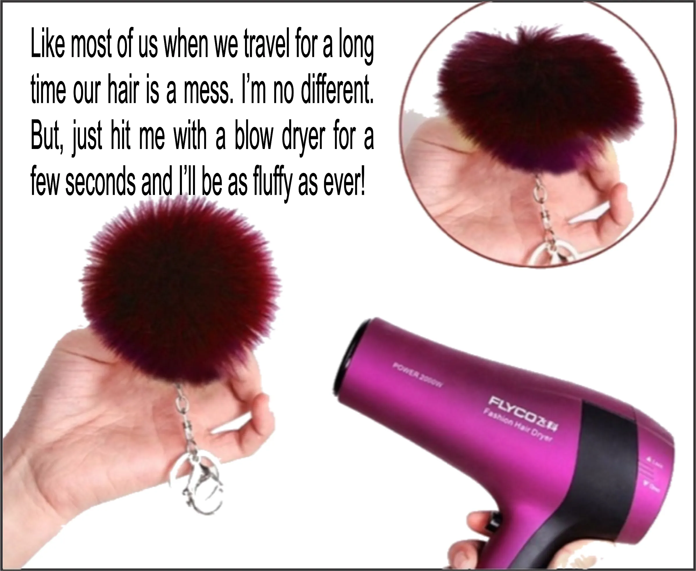 RAINBOW FAUX FUR HEART KEY CHAIN