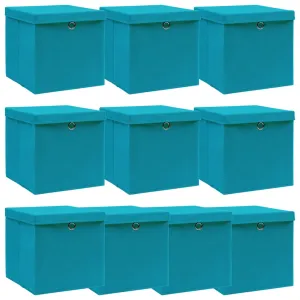 Storage Boxes with Lids 10 pcs Baby Blue 32x32x32 cm Fabric