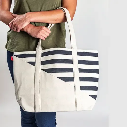 Stripe Diagonal - Contemporary Canvas Medium Tote Bag