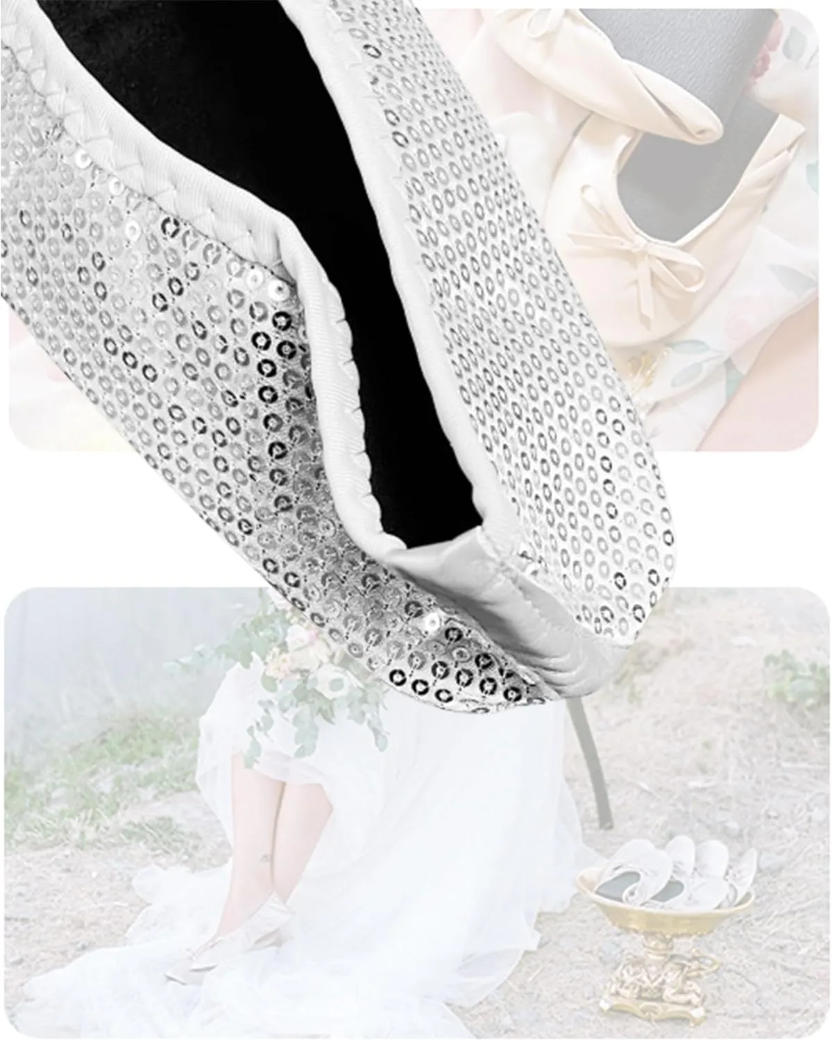 Stylish Foldable Ballet Flats for Women Portable Roll Up Travel Shoes for Wedding Bridesmaid Includes Carrying Pouch
