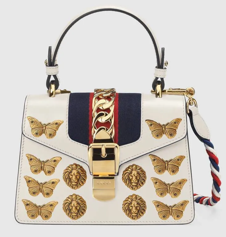 'Sylvie' Animal Studs Leather Mini Bag, White